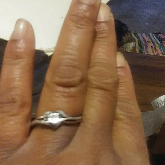 Vintage diamond heart ring 925 and 10k - Picture 2 of 3